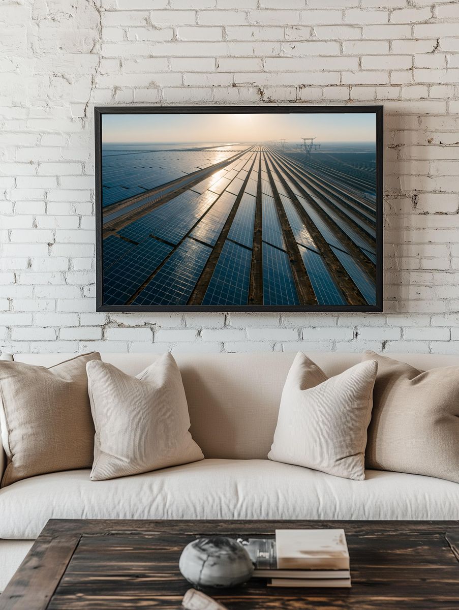 Solar Farm Sunrise Photography Poster. — room view 1