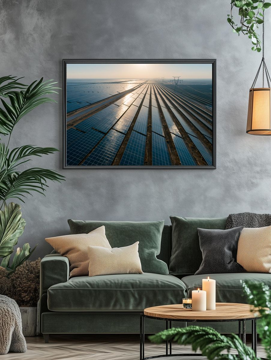 Solar Farm Sunrise Photography Poster. — room view 4