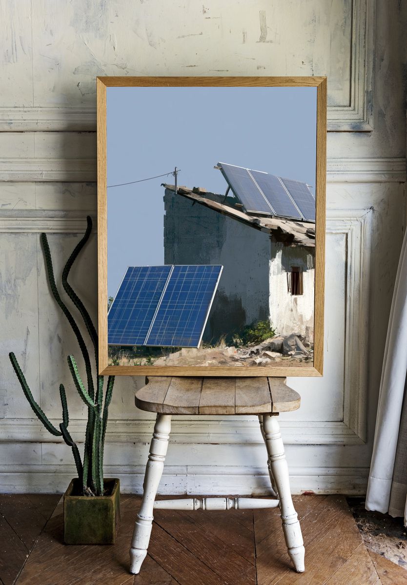 Solar Panels on Rural House Poster. room preview