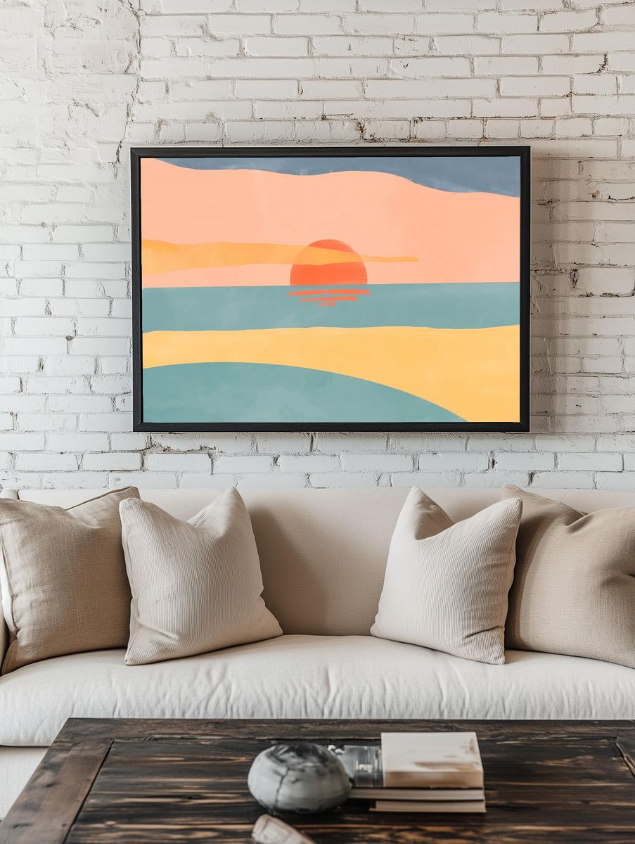 Sunset Over Ocean — Minimalist Print room preview