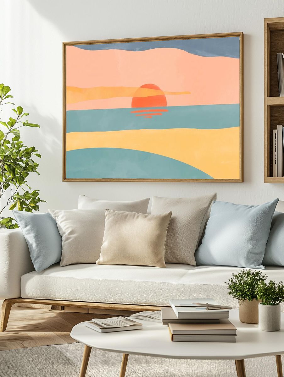 Sunset Over Ocean — Minimalist Print. — room view 2