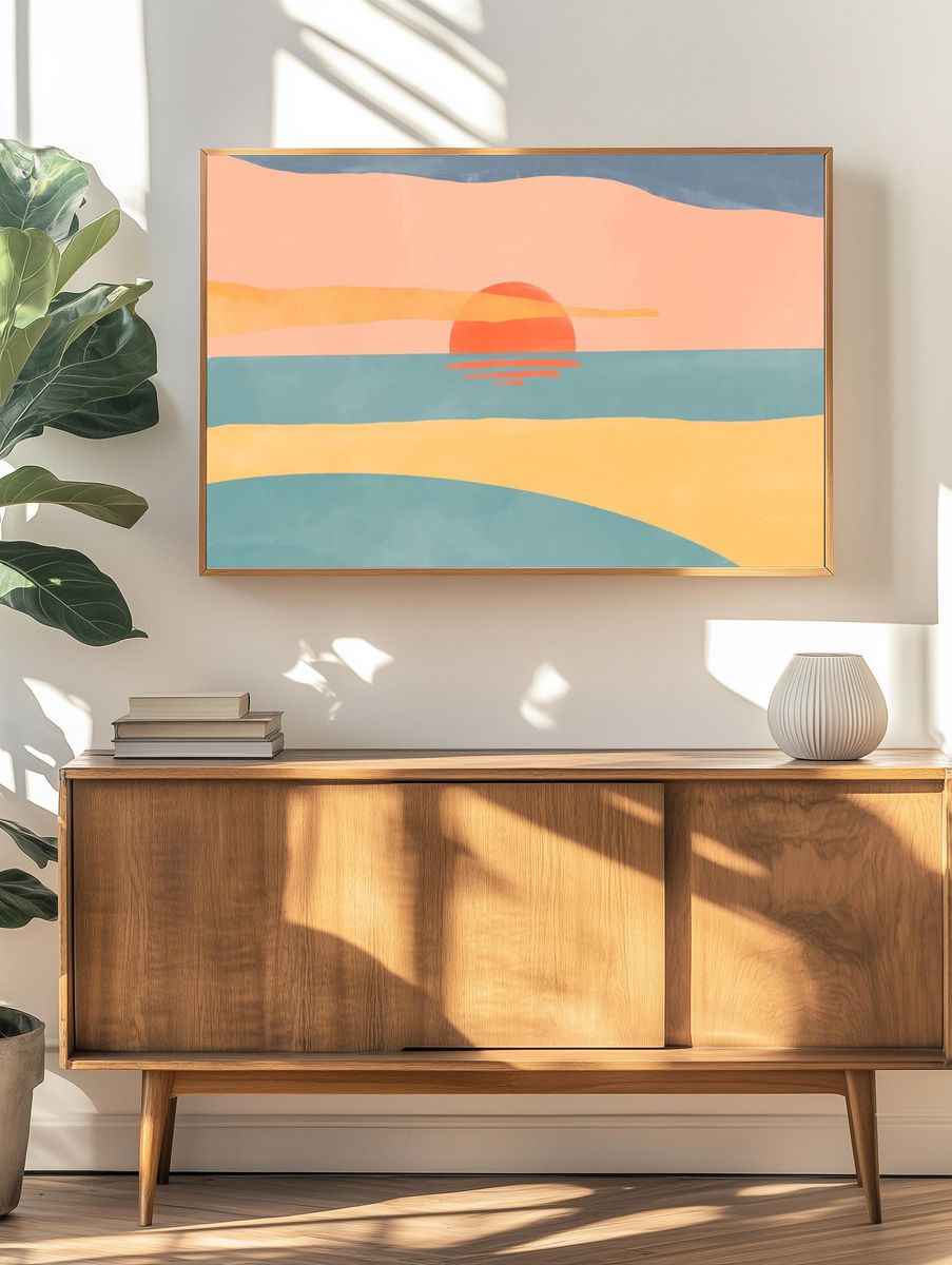 Sunset Over Ocean — Minimalist Print. — room view 3