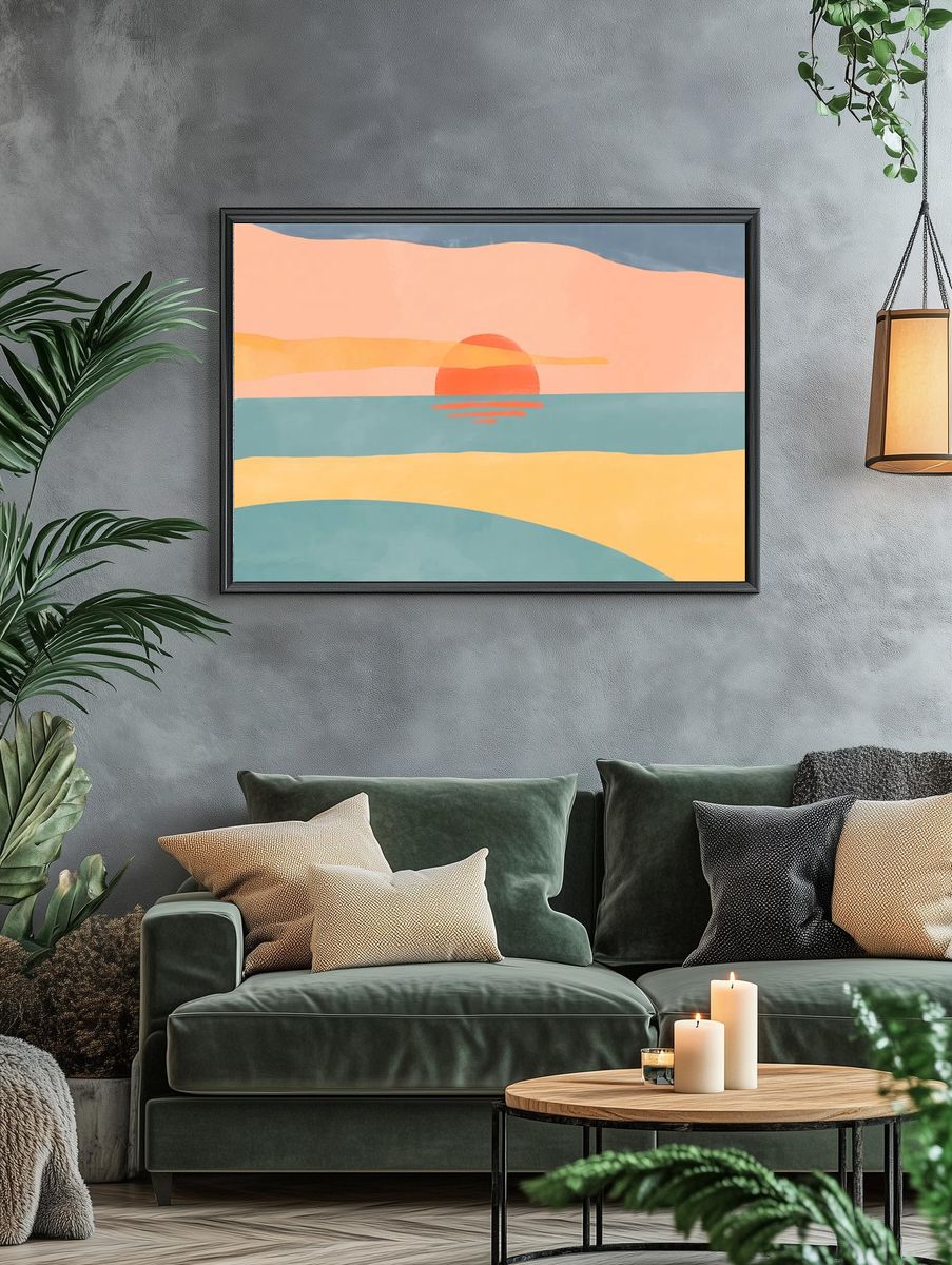 Sunset Over Ocean — Minimalist Print. — room view 4