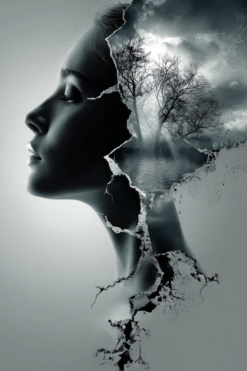 Silhouette of Thought — Surrealism Print. poster detail
