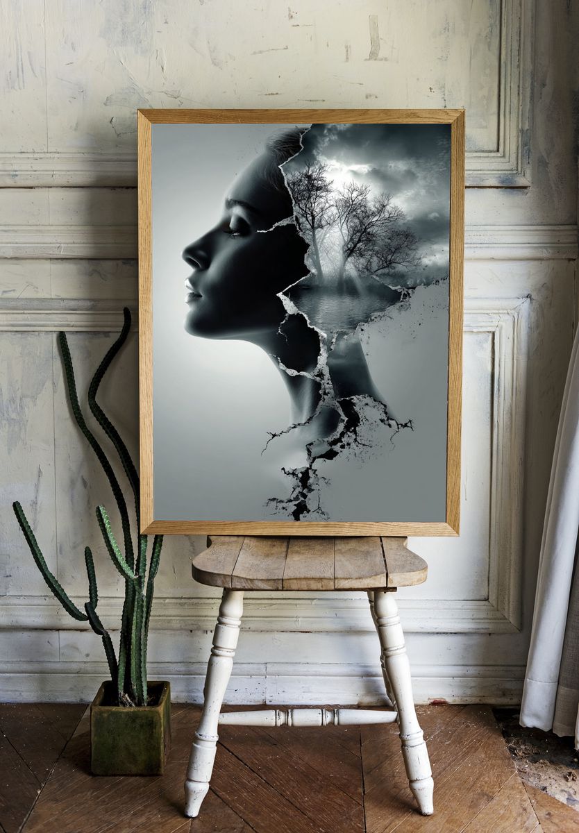 Silhouette of Thought — Surrealism Print. — room view 1