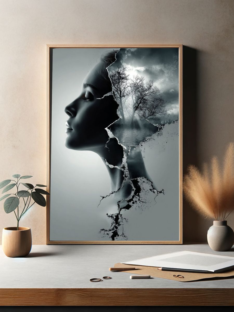 Silhouette of Thought — Surrealism Print. — room view 2