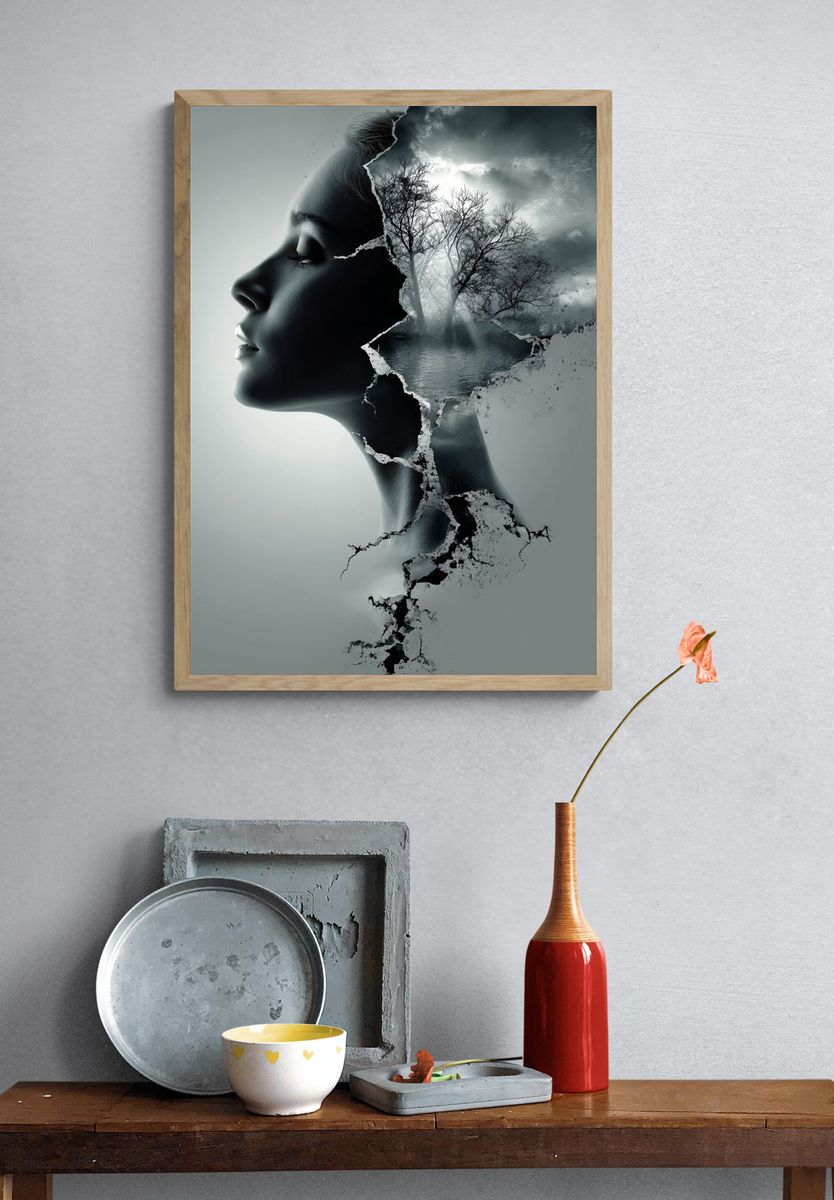 Silhouette of Thought — Surrealism Print. — room view 3
