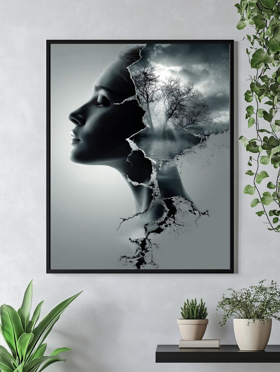 Silhouette of Thought — Surrealism Print. — room view 4