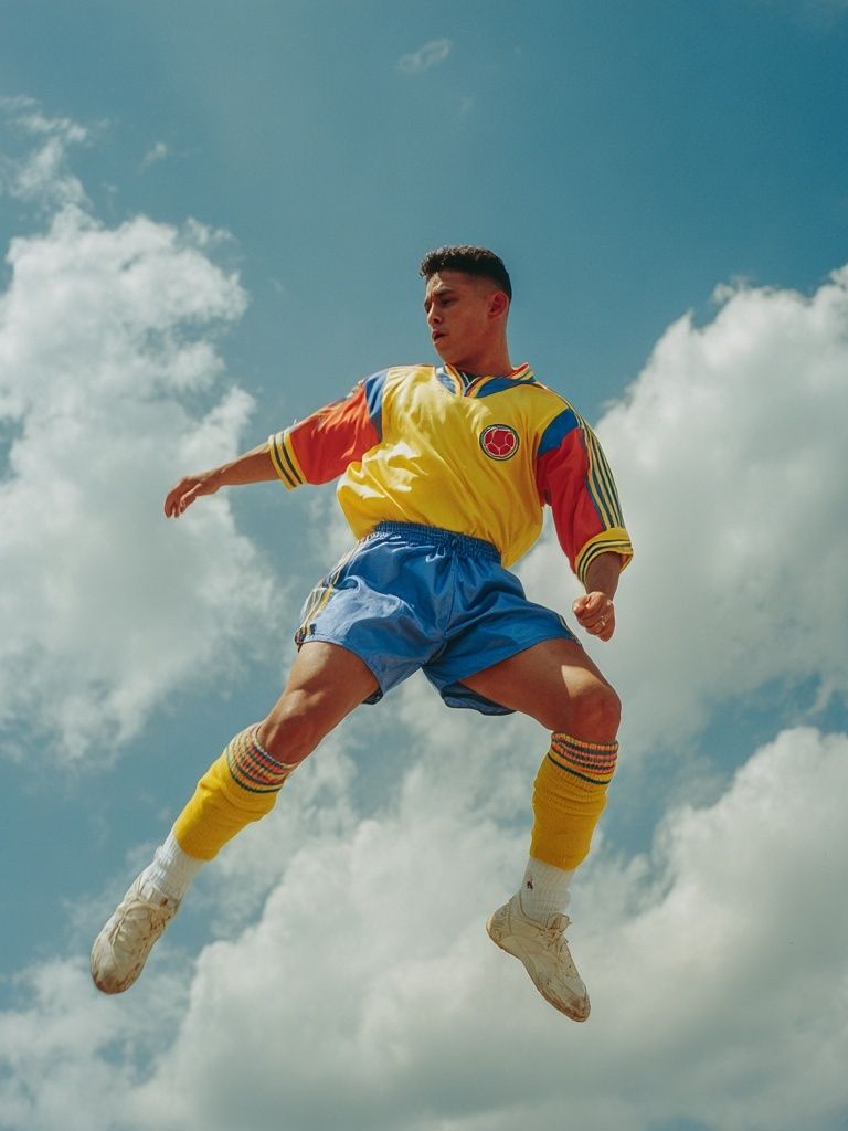 Soccer Player Jumping — Sports Print. poster — sport art