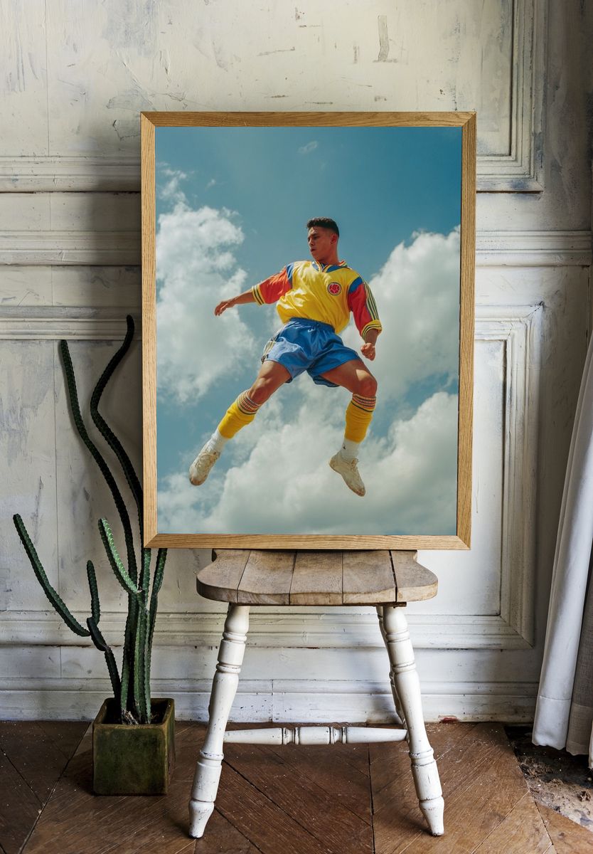 Soccer Player Jumping — Sports Print room preview
