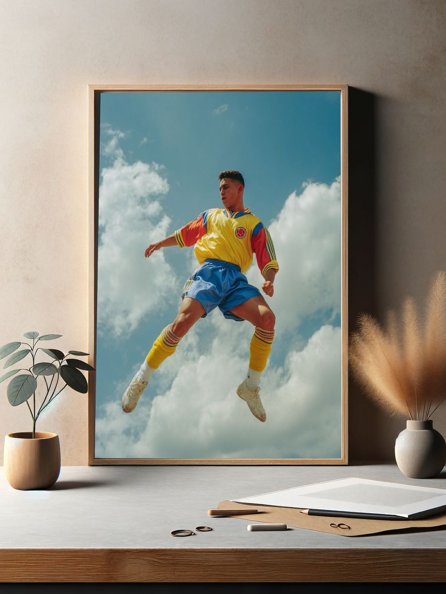 Soccer Player Jumping — Sports Print. — room view 2