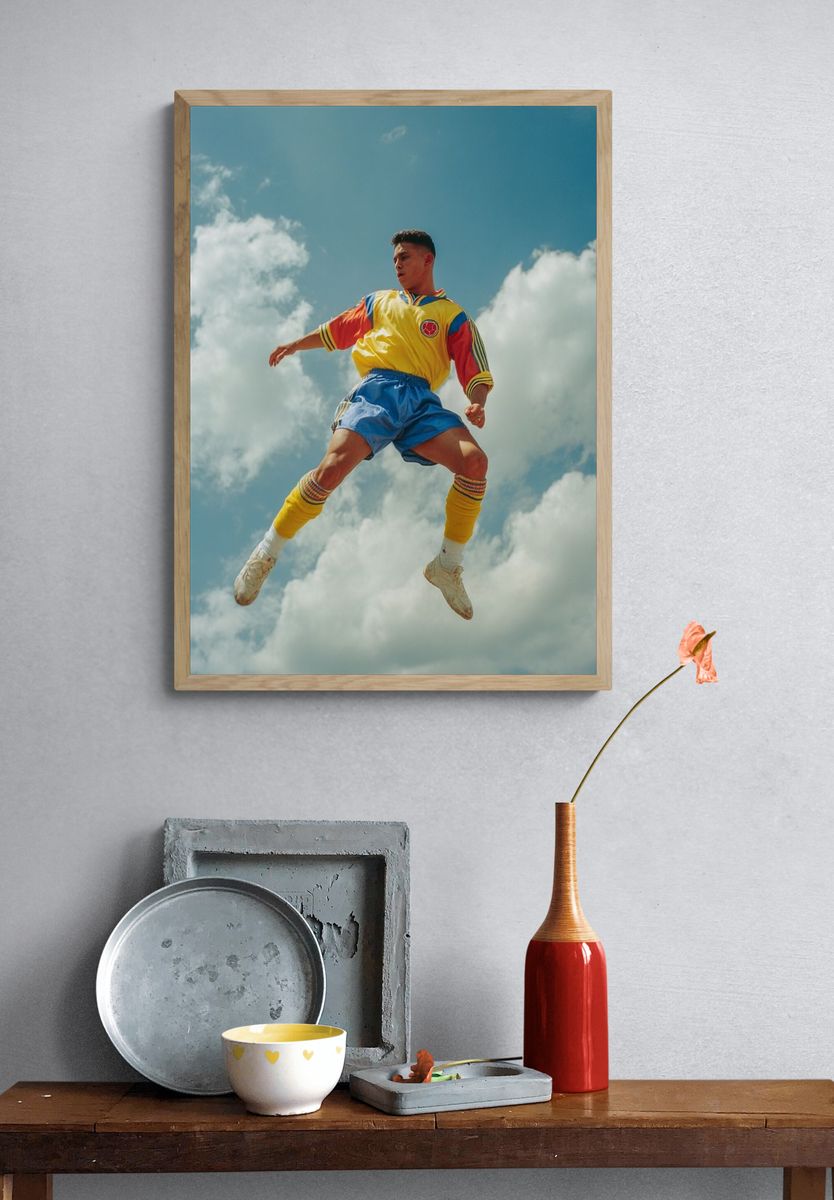 Soccer Player Jumping — Sports Print. — room view 3
