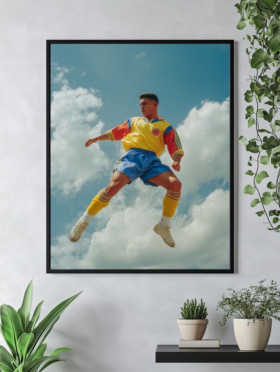 Soccer Player Jumping — Sports Print. — room view 4