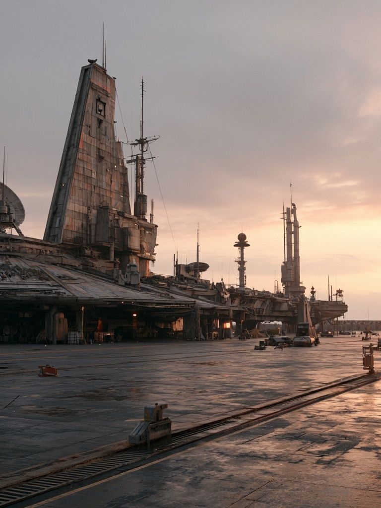 Sci-Fi Spaceport Sunset Photography Poster. poster — photography art