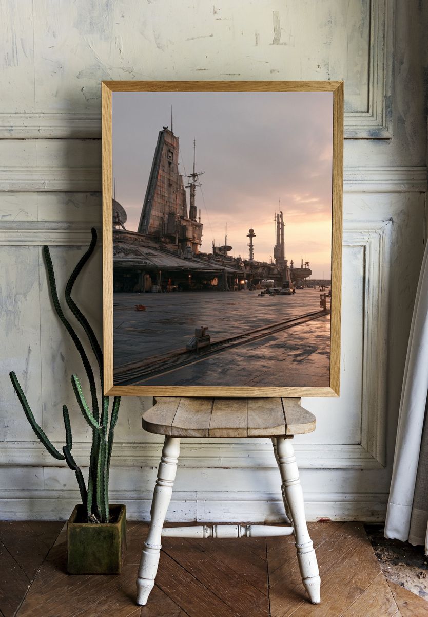 Sci-Fi Spaceport Sunset Photography Poster. — room view 1