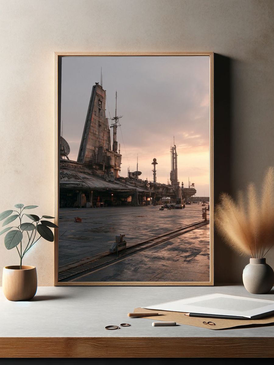 Sci-Fi Spaceport Sunset Photography Poster. — room view 2