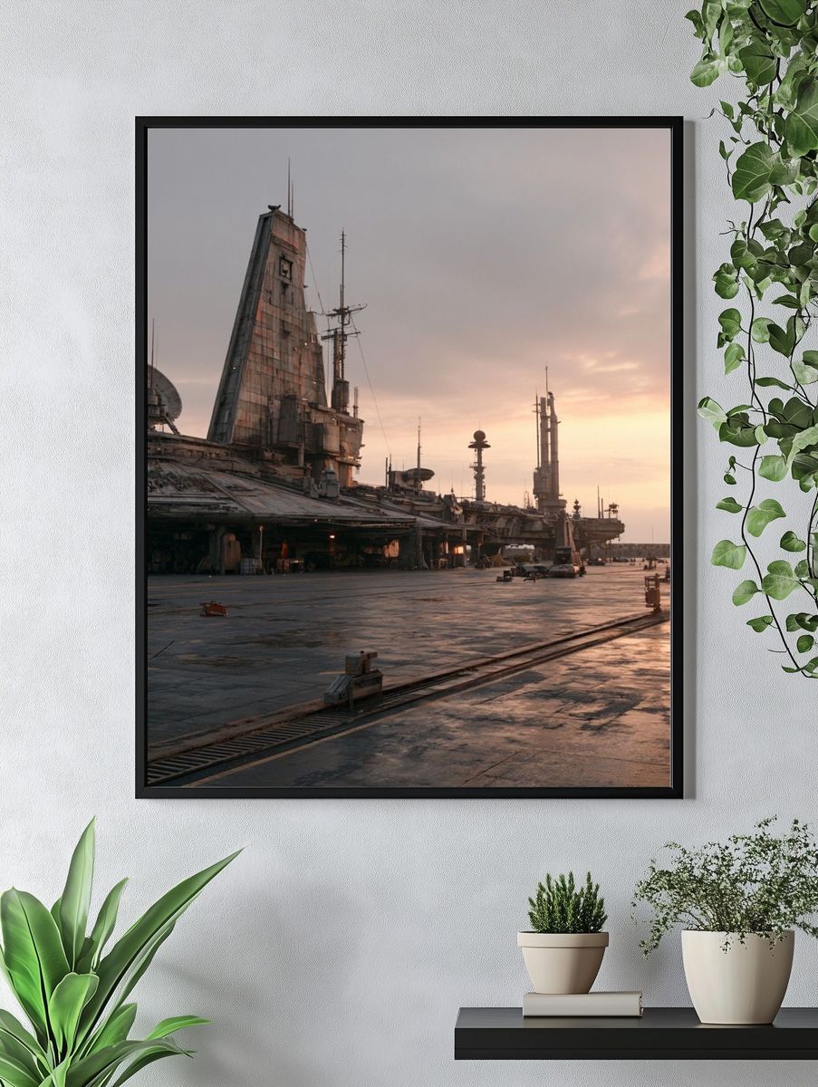Sci-Fi Spaceport Sunset Photography Poster. — room view 4