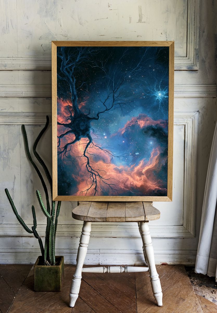 Cosmic Tree Nebula Illustration Poster. room preview