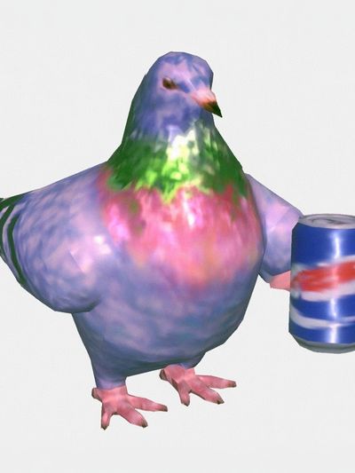 Surreal Pigeon with Soda Can Poster. poster