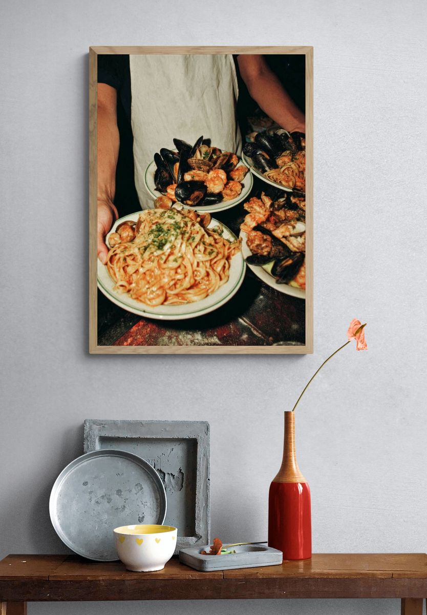 Seafood Pasta Feast Photography Poster. — room view 3