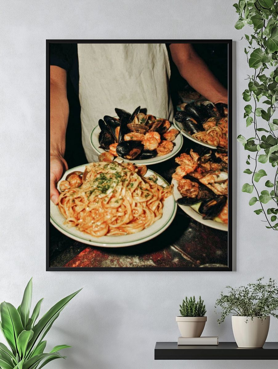 Seafood Pasta Feast Photography Poster. — room view 4