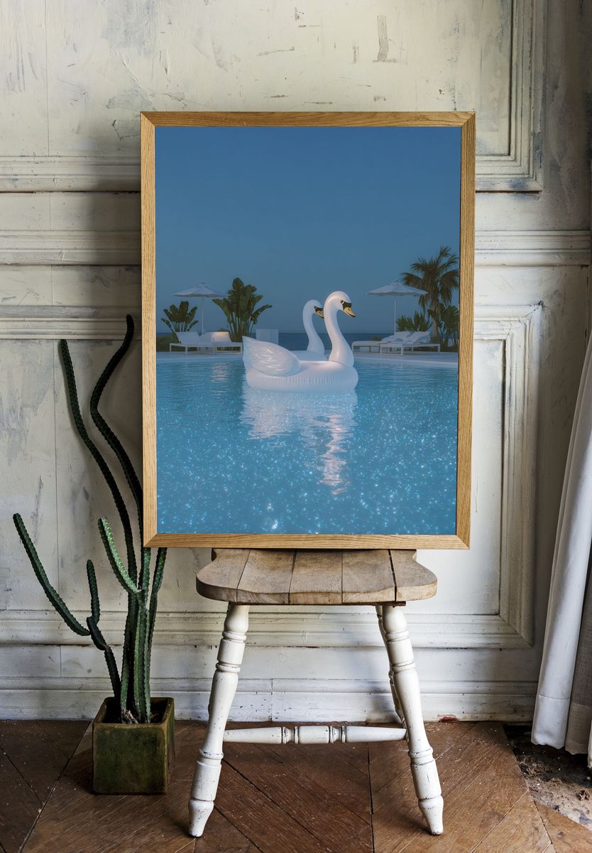 Swan Pool Float — Summer Vibes Print. — room view 1