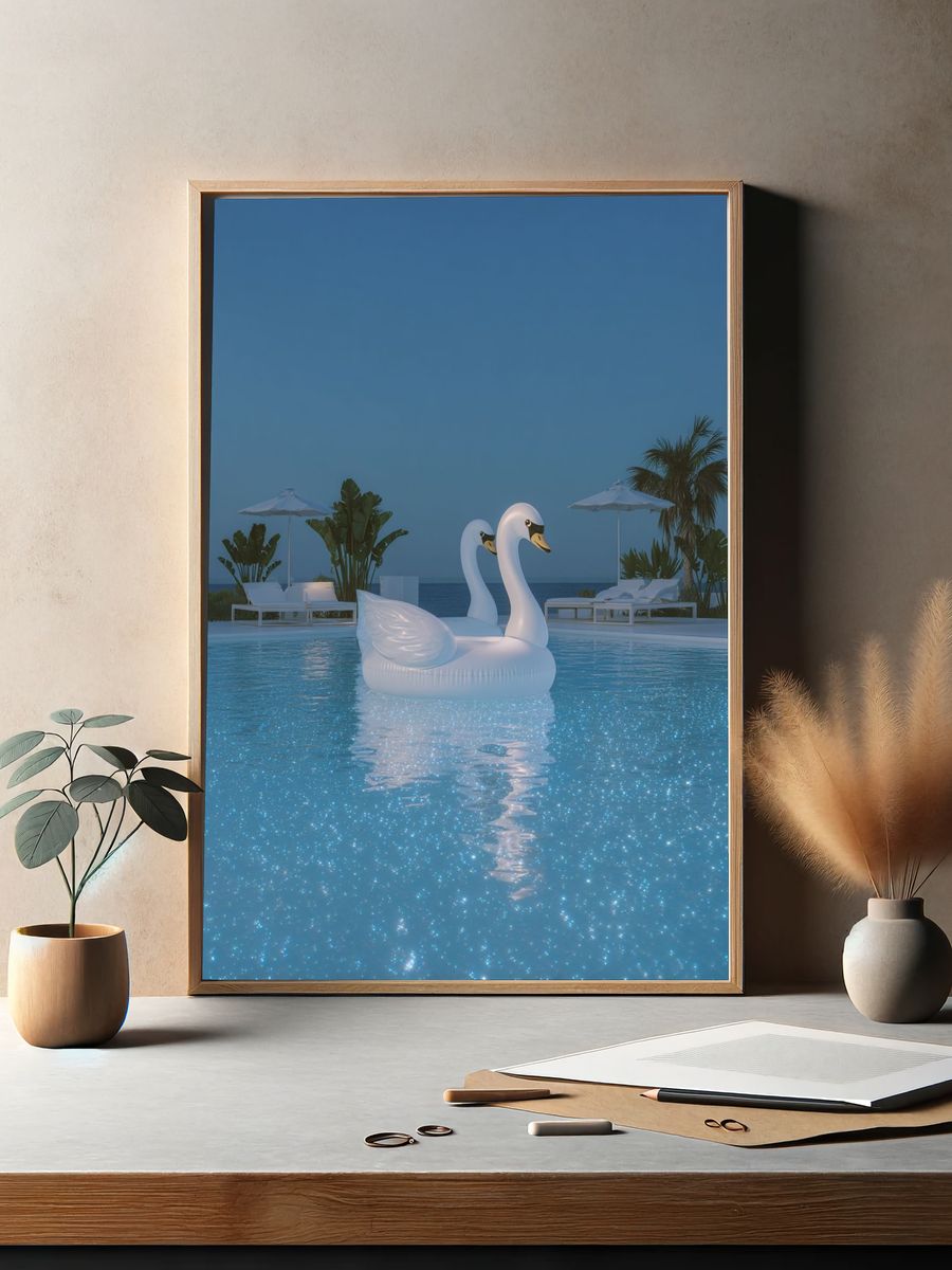 Swan Pool Float — Summer Vibes Print. — room view 2