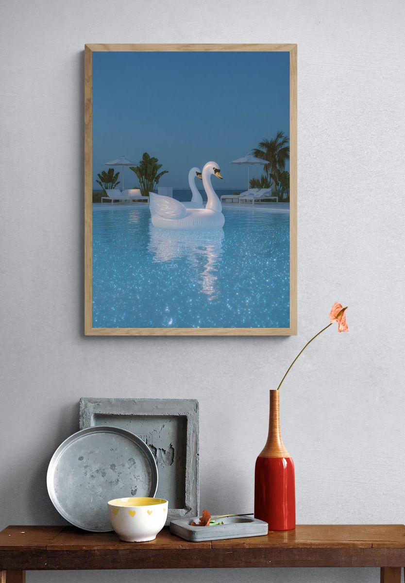 Swan Pool Float — Summer Vibes Print. — room view 3