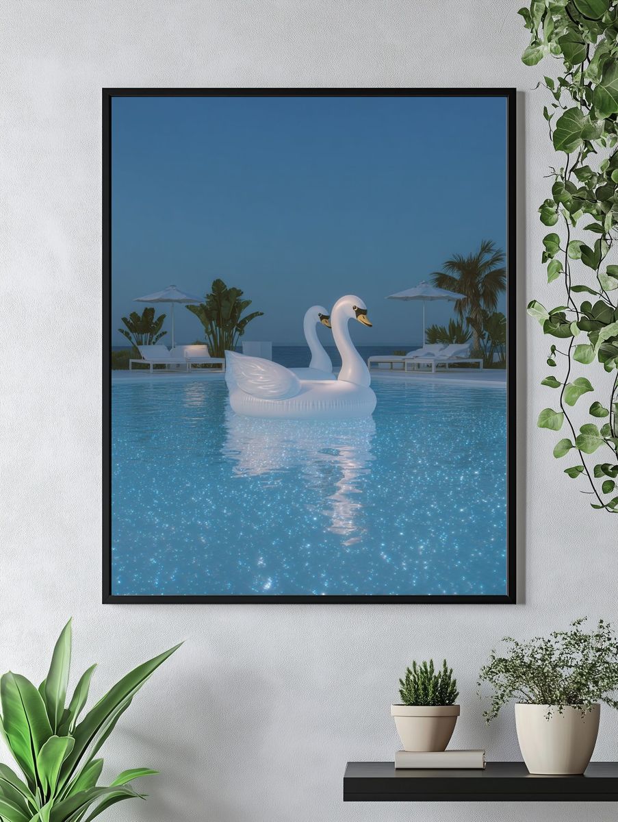 Swan Pool Float — Summer Vibes Print. — room view 4