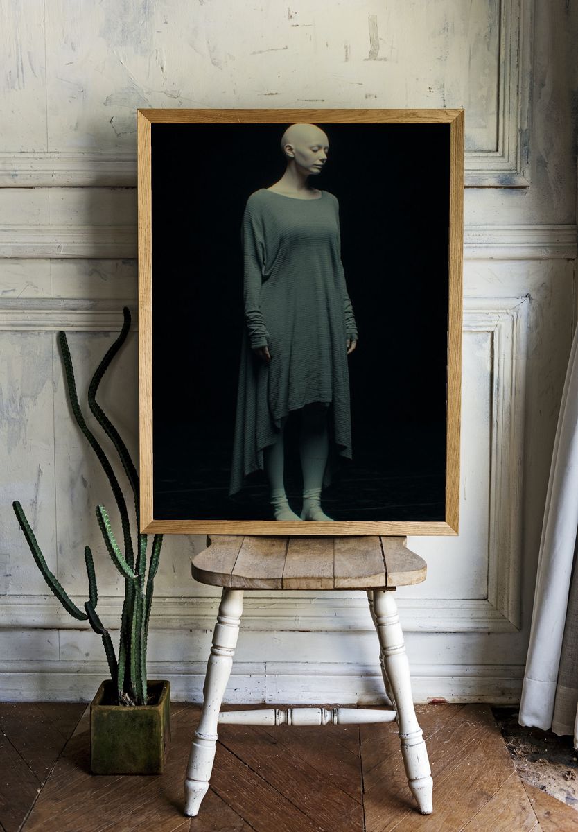 Surreal Bald Figure Photography Poster. room preview