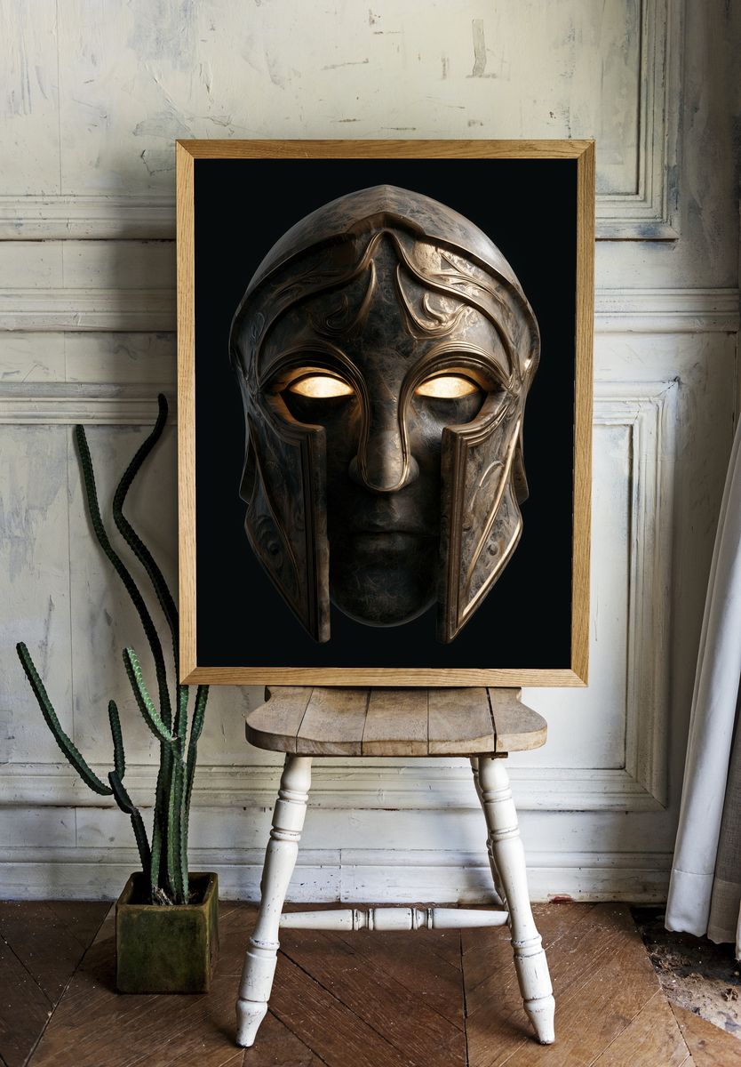 Spartan Helmet Digital Art Poster. room preview