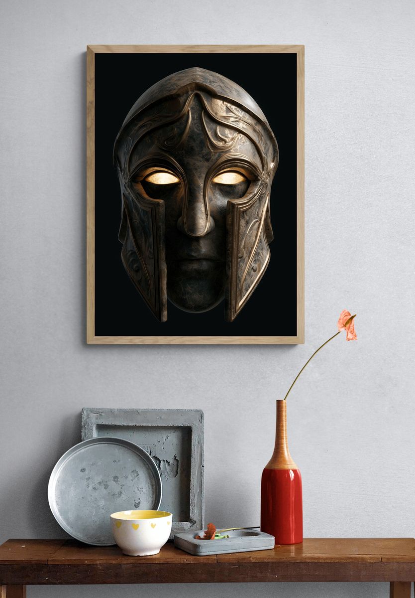 Spartan Helmet Digital Art Poster. — room view 3