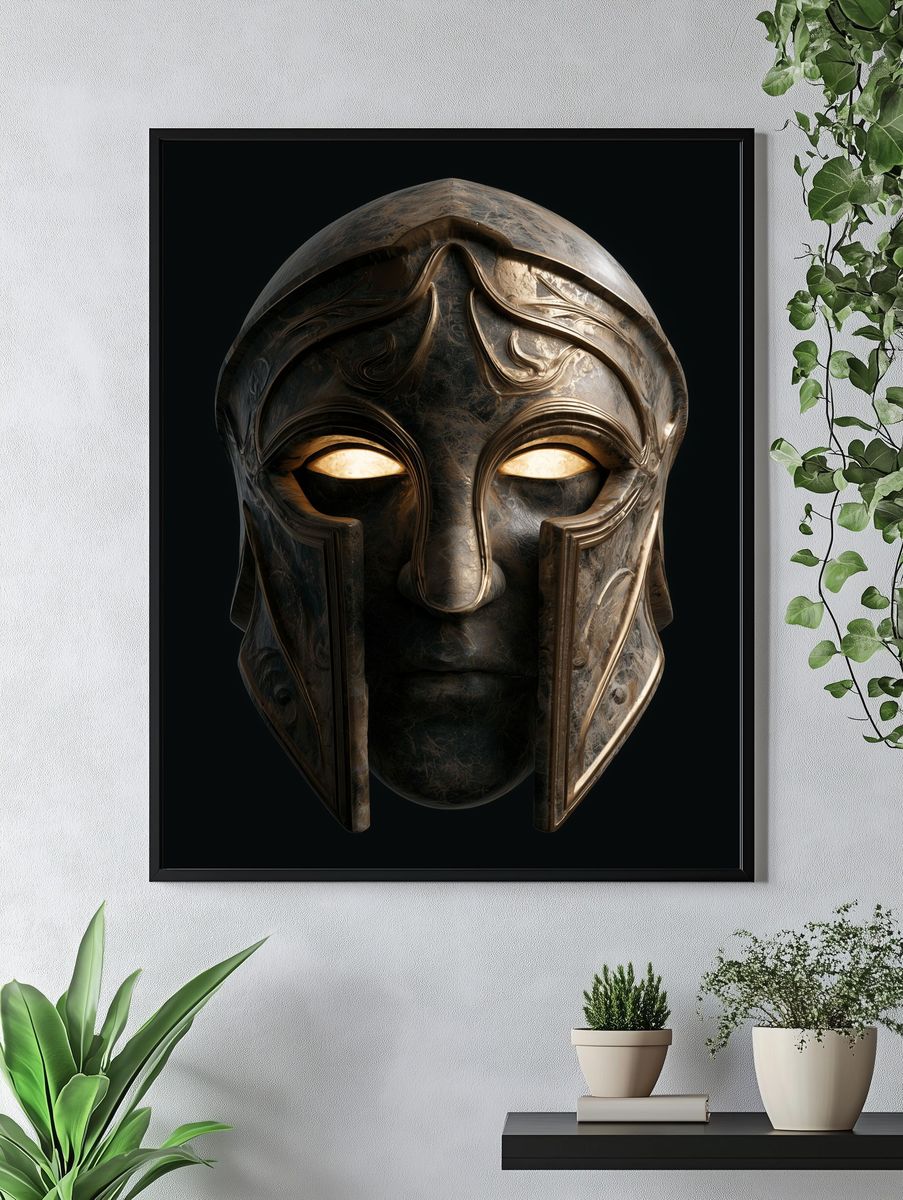 Spartan Helmet Digital Art Poster. — room view 4