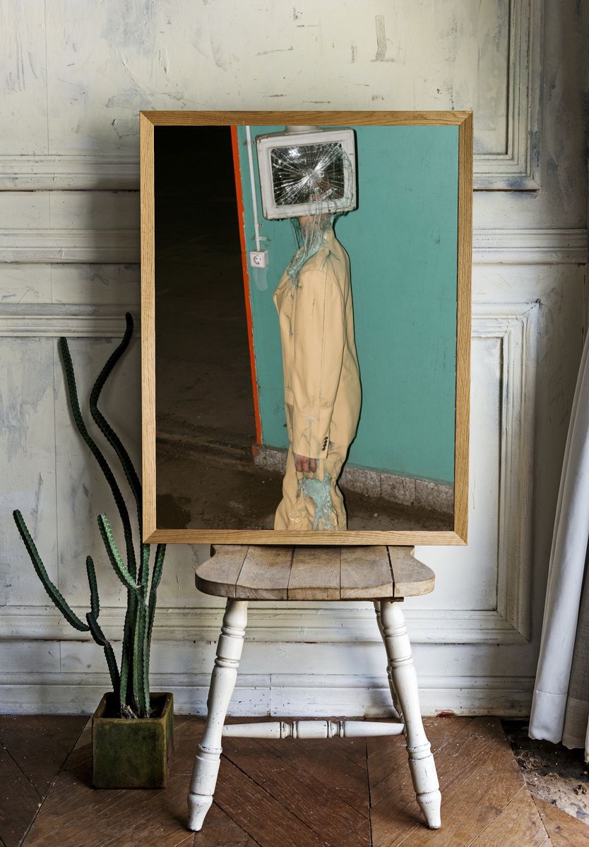 Surreal Broken TV Figure Photography Print. — room view 1