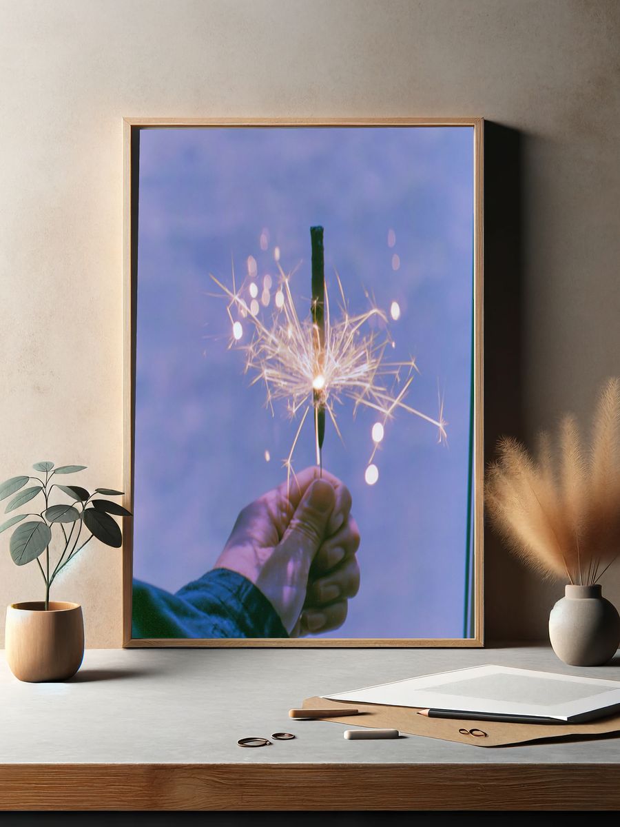 Sparkler Hand Photography Poster. — room view 2