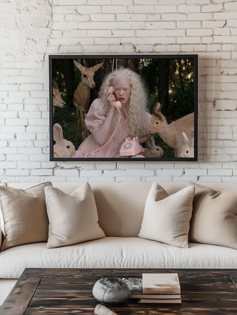 Surreal Girl and Antelope Photography Poster. room preview