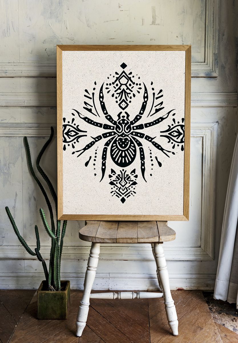 Ornamental Spider Illustration Poster. room preview