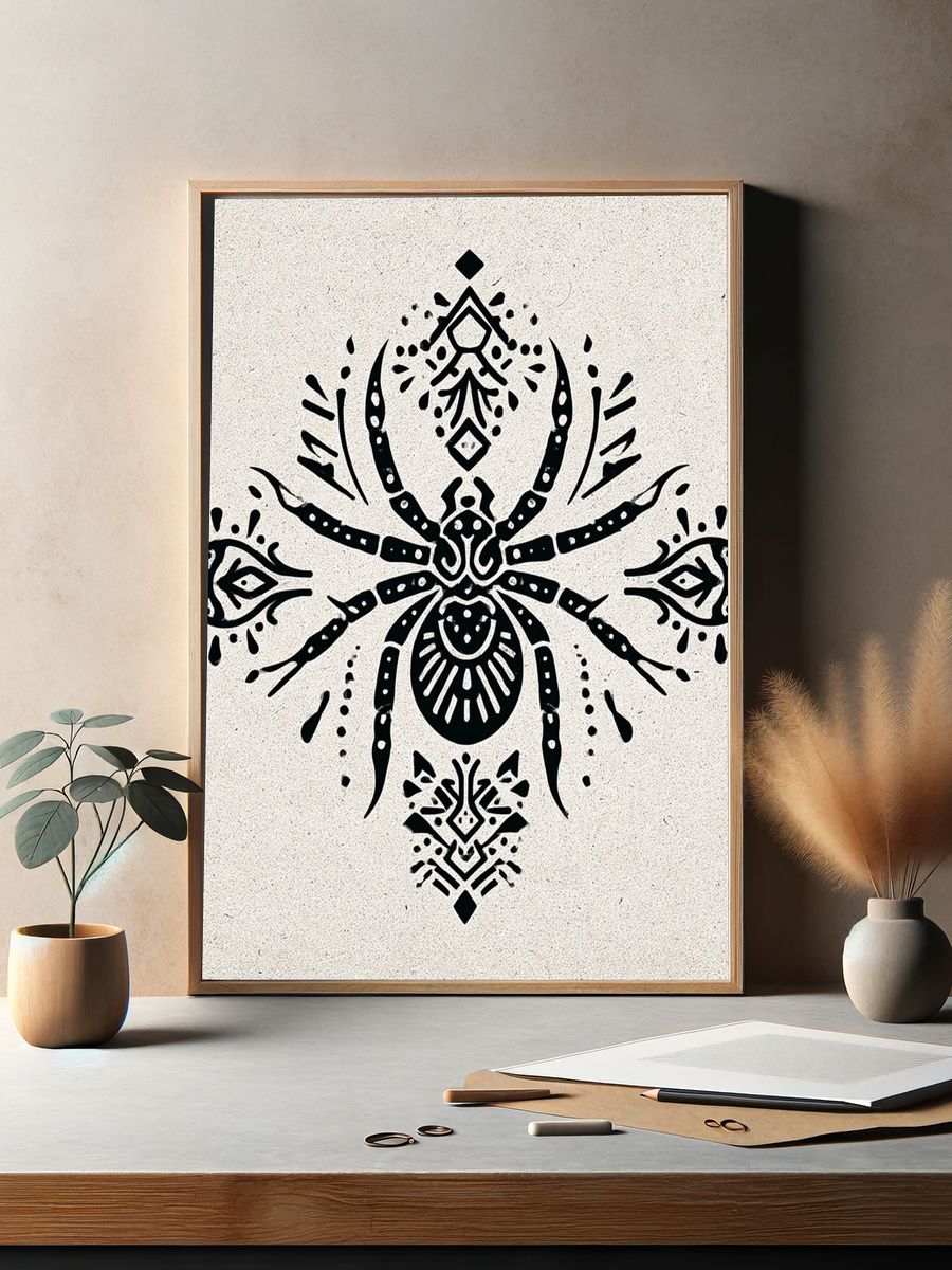 Ornamental Spider Illustration Poster. — room view 2