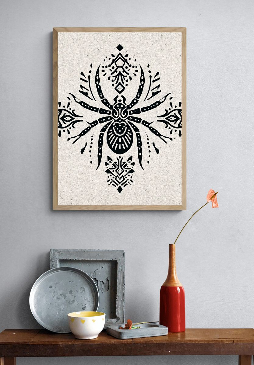 Ornamental Spider Illustration Poster. — room view 3