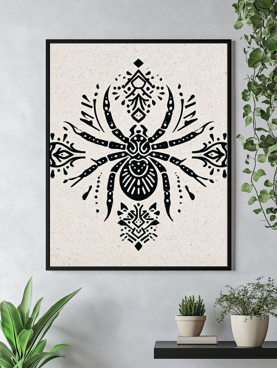 Ornamental Spider Illustration Poster. — room view 4