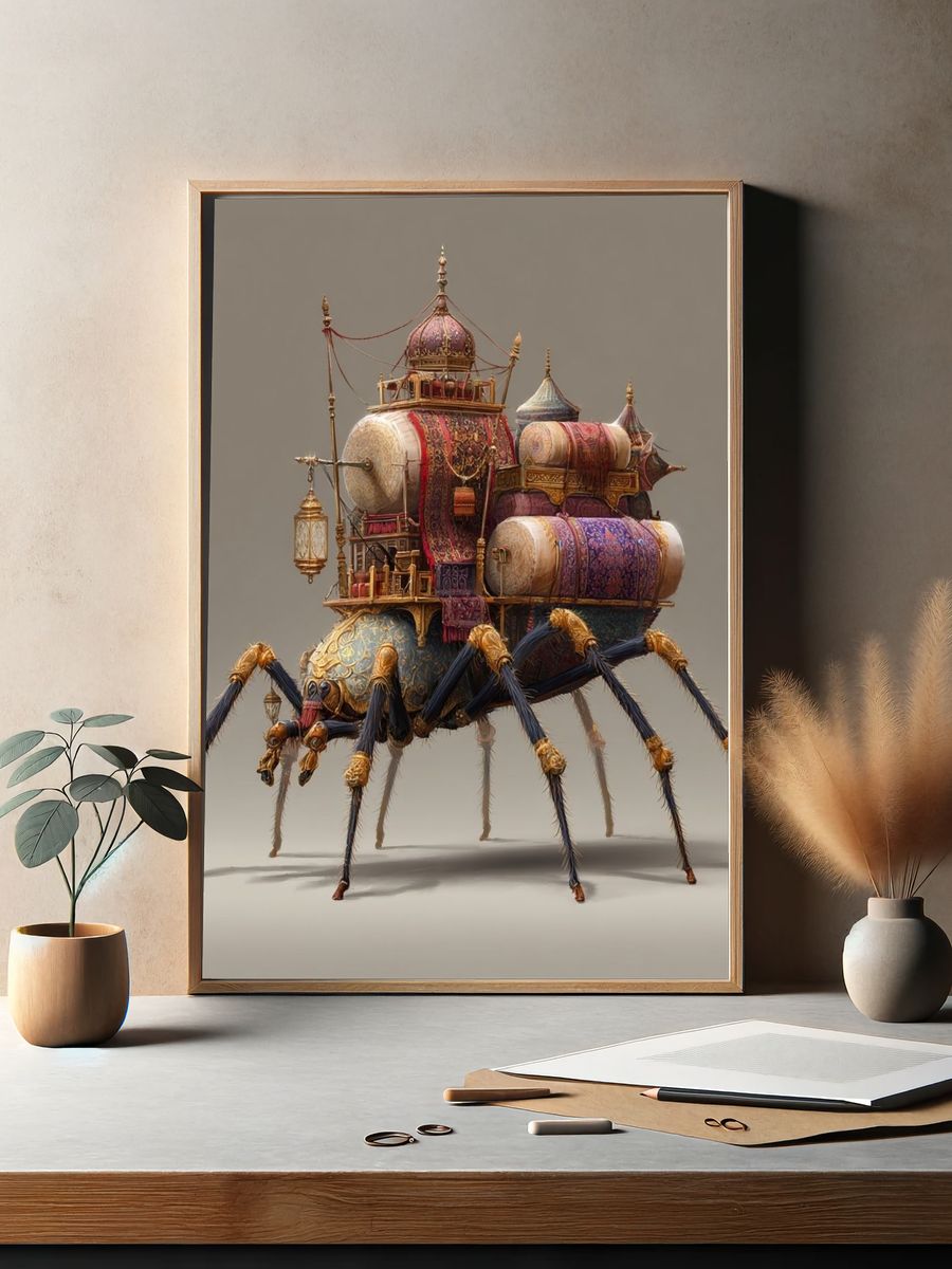 Steampunk Spider Illustration Poster. — room view 2