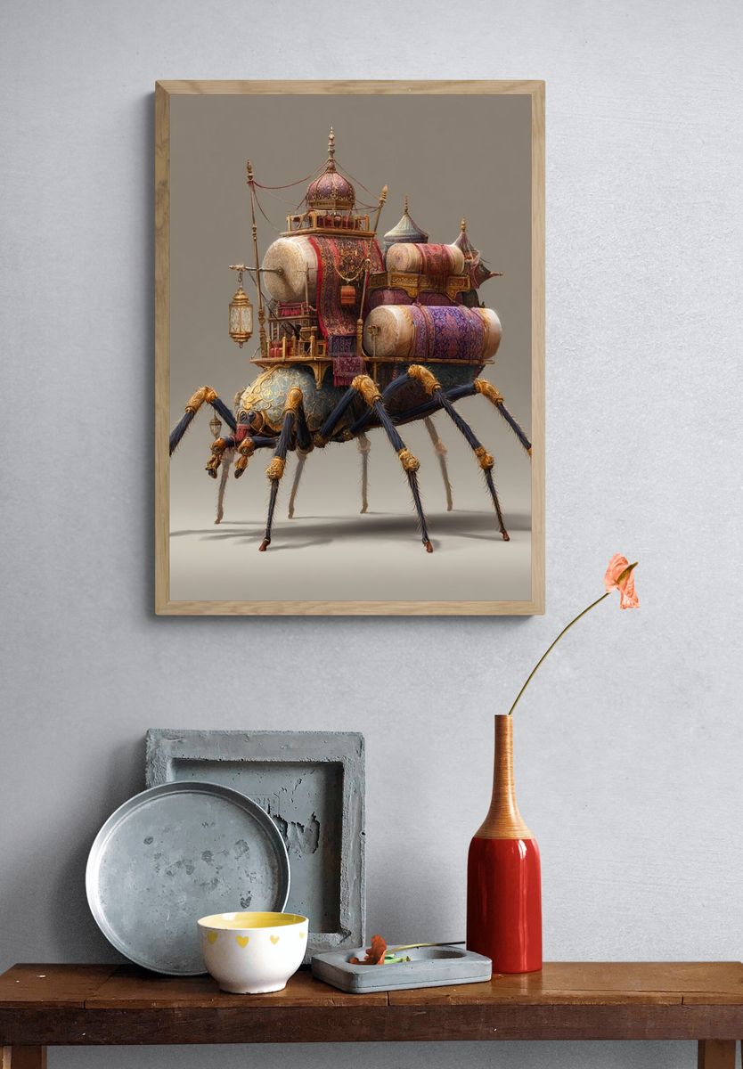 Steampunk Spider Illustration Poster. — room view 3