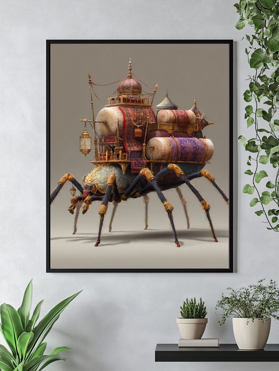 Steampunk Spider Illustration Poster. — room view 4