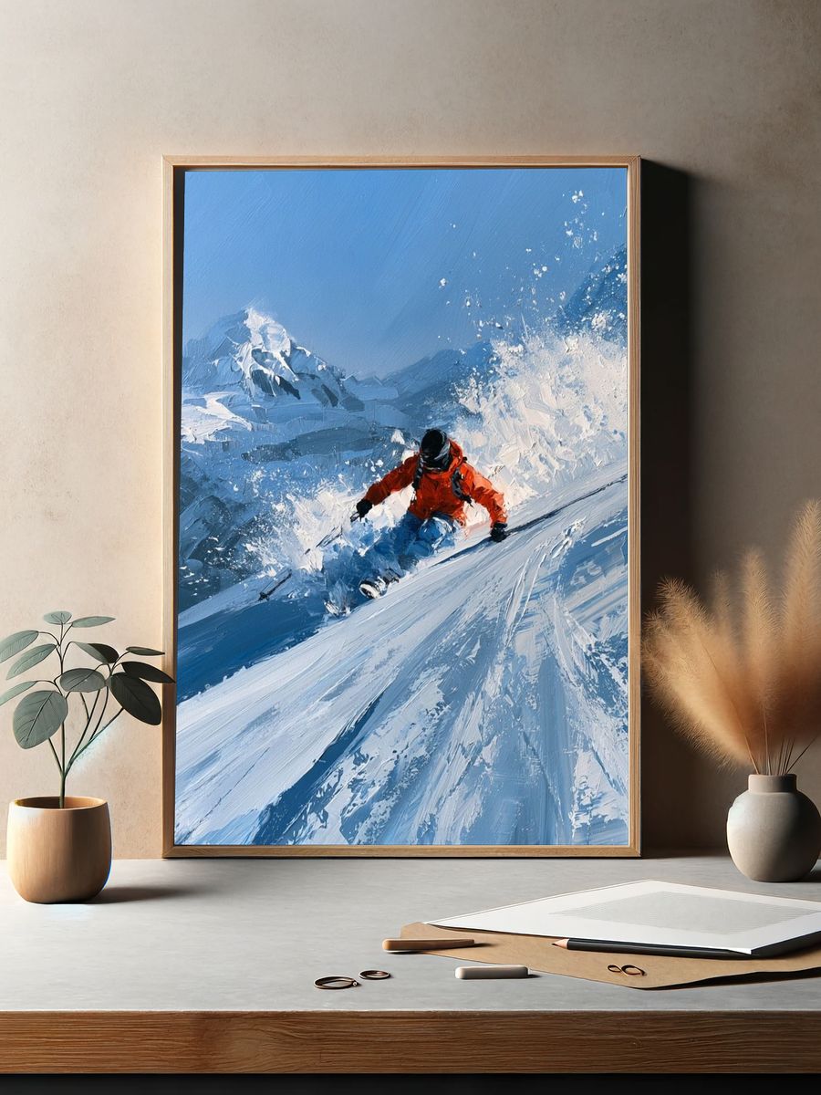 Alpine Skier Action Poster. — room view 2