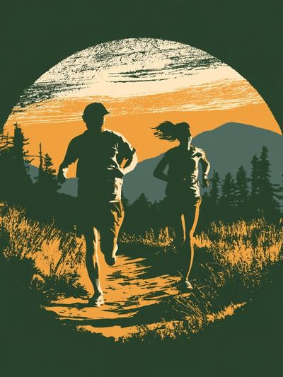 Trail Runners Sunset Poster.