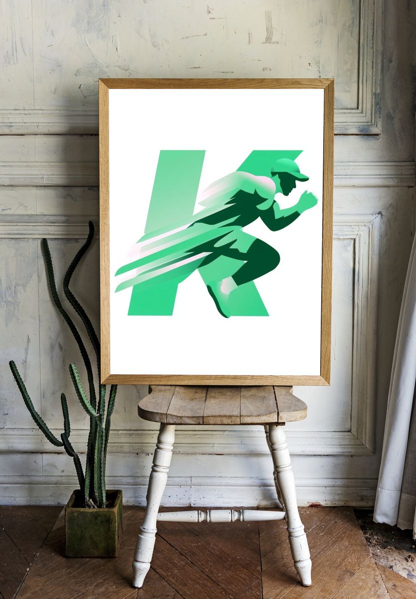Runner Silhouette Illustration Poster. — room view 1