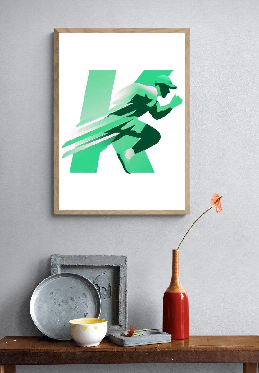 Runner Silhouette Illustration Poster. — room view 3