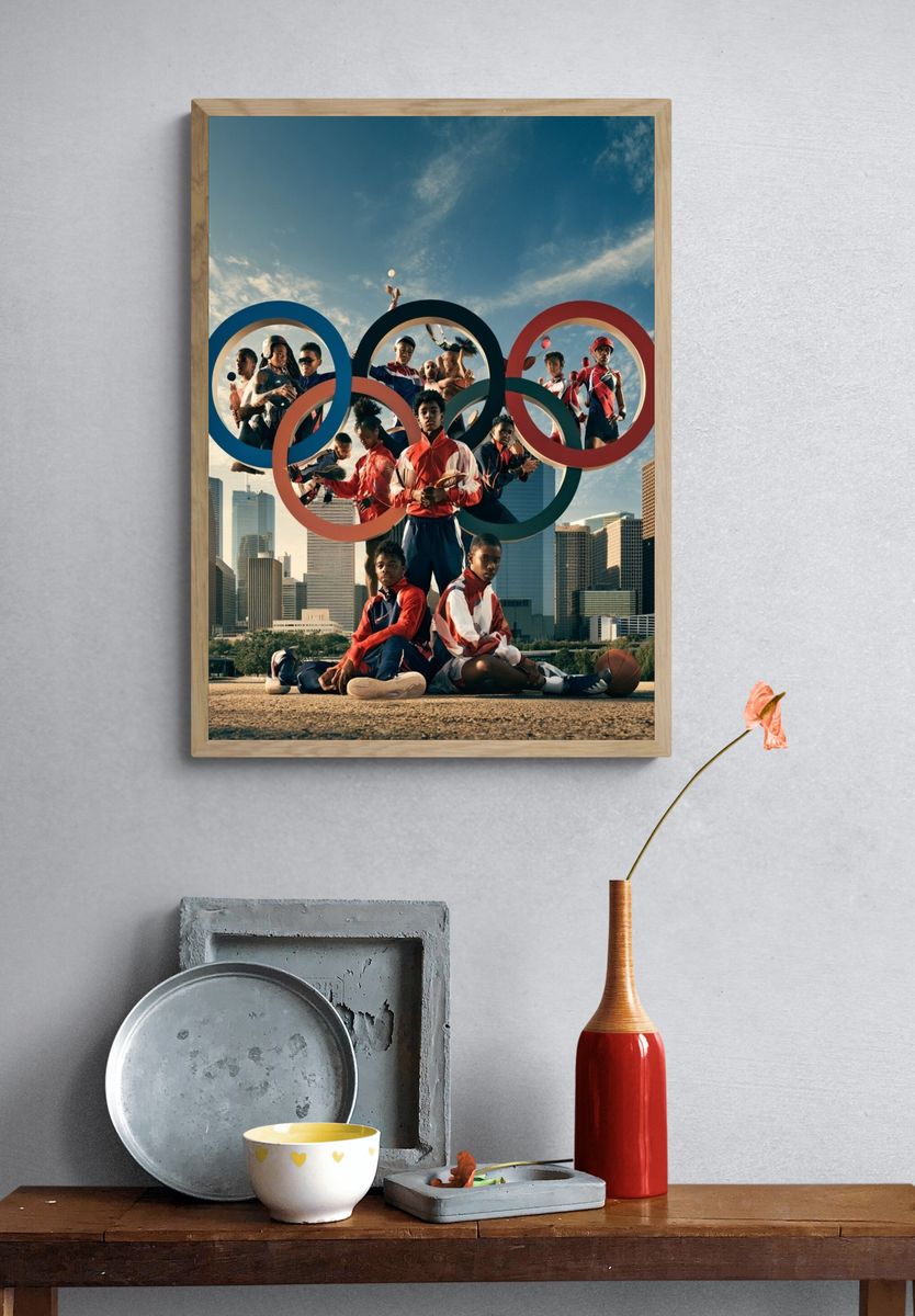 Olympic Athletes Cityscape Poster. — room view 3