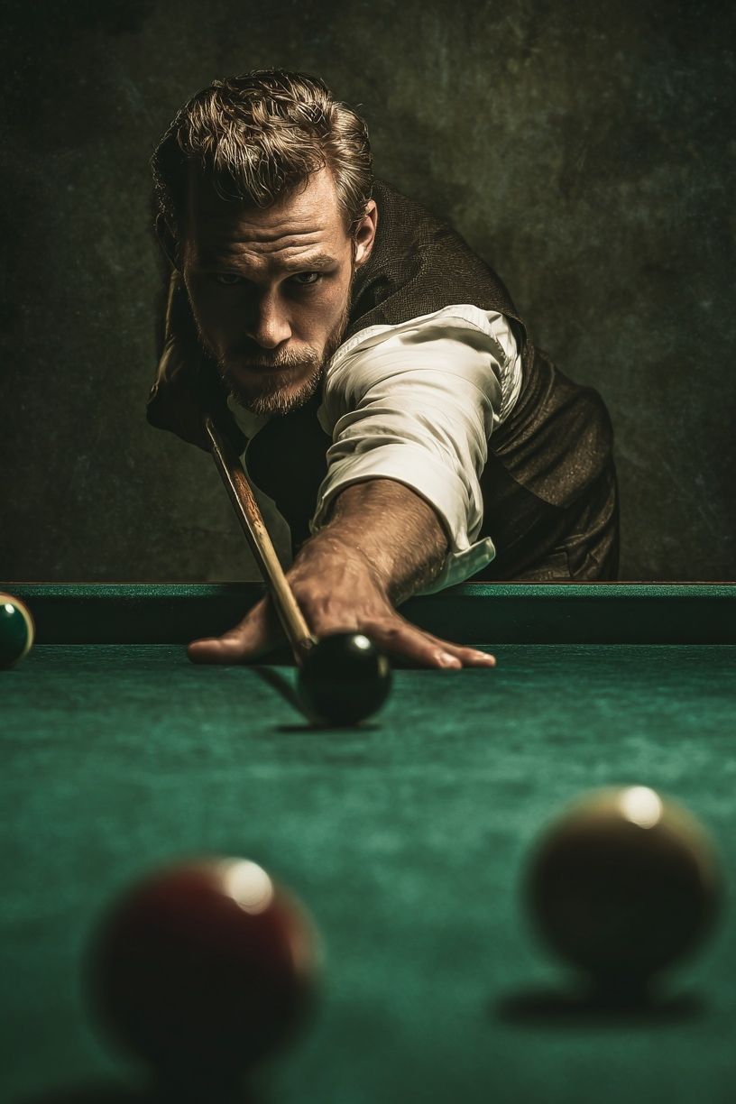 Billiards Player Portrait Poster. poster detail