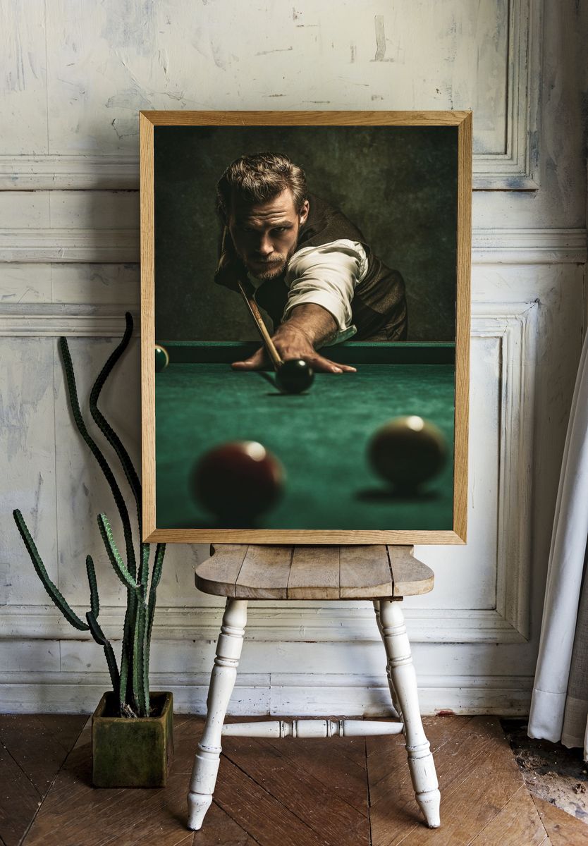 Billiards Player Portrait Poster. room preview